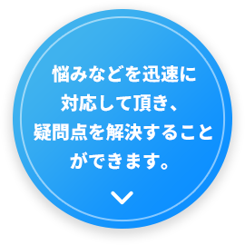 悩みなどを迅速に対応して頂き、疑問点を解決することができます。